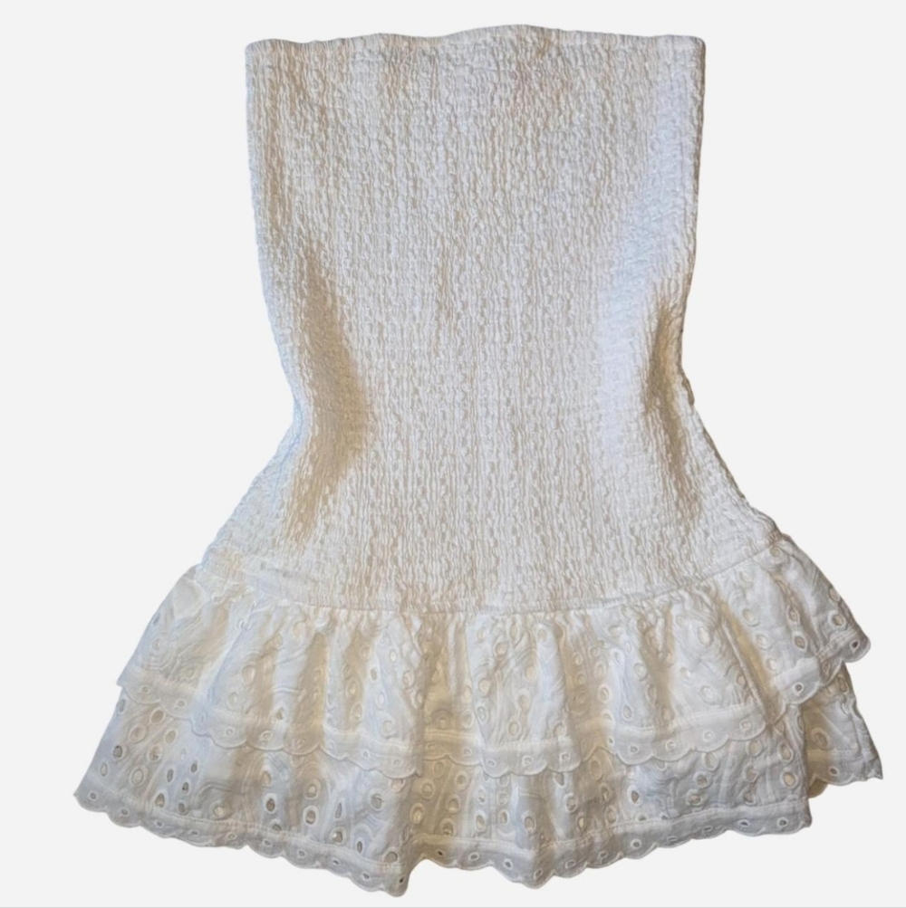 Livia Strapless Cotton Eyelet Minidress